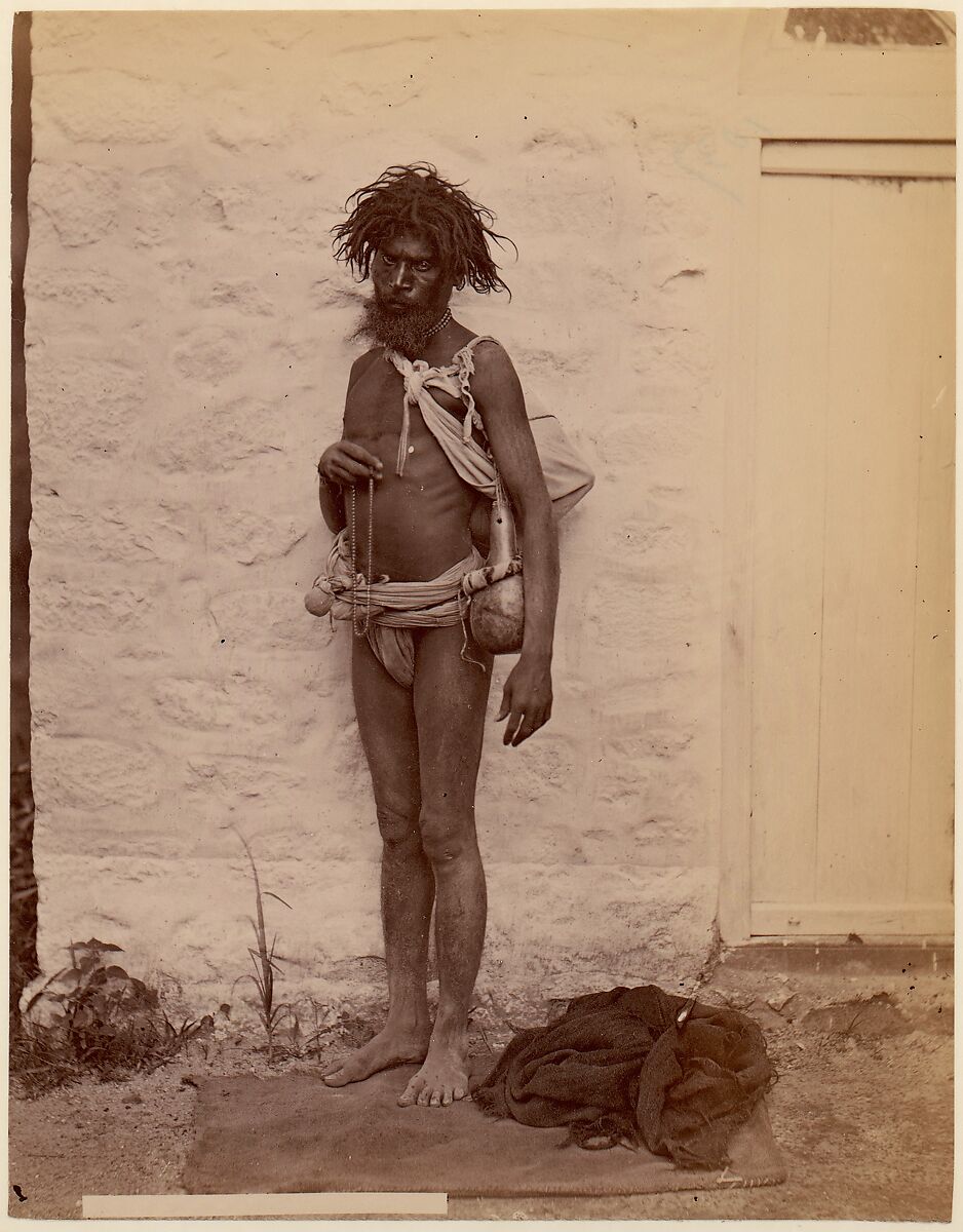 [Man in Loincloth with Strands of Beads], Unknown, Albumen silver print from glass negative 