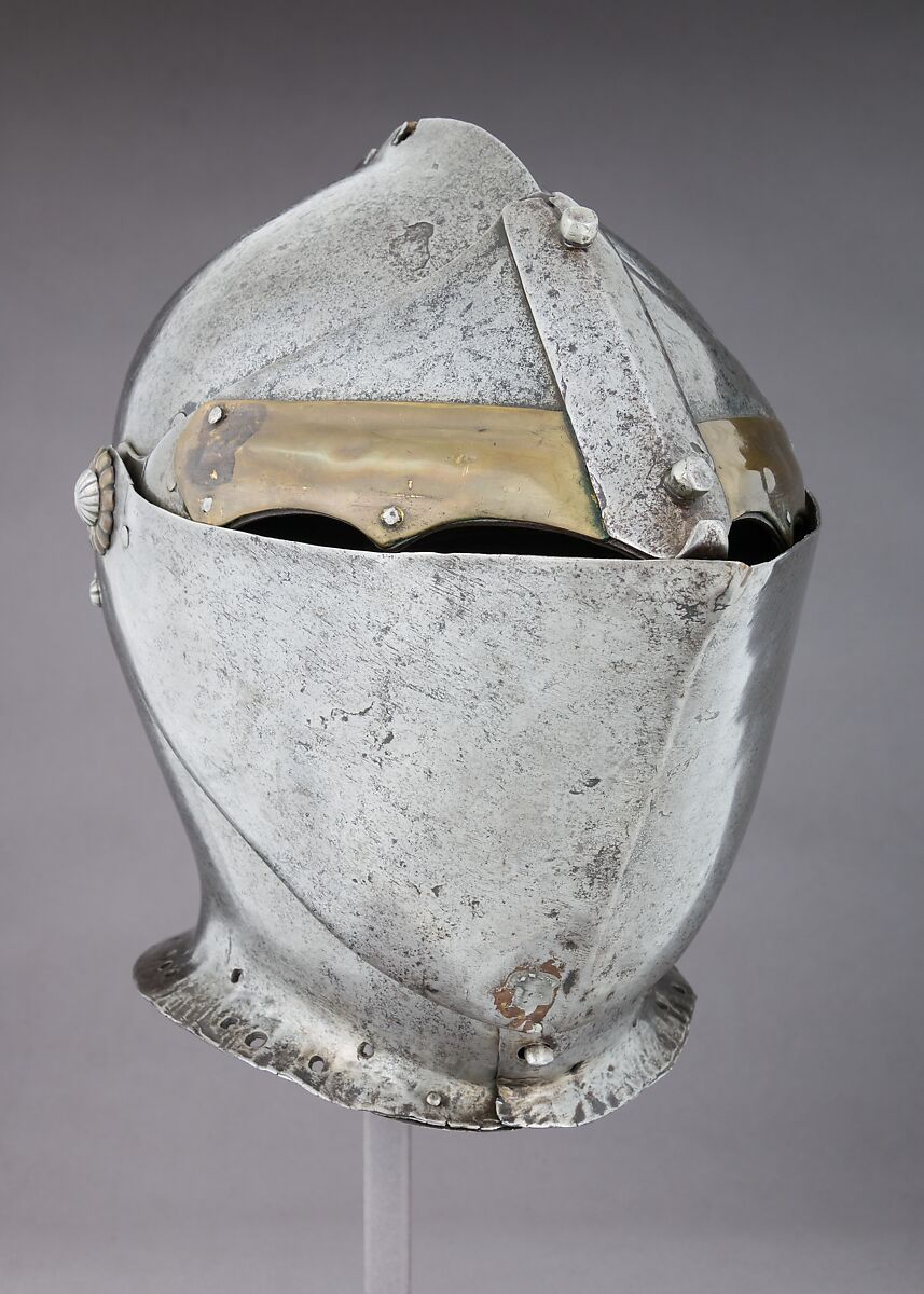 Armet, Steel, brass, Italian, Milan