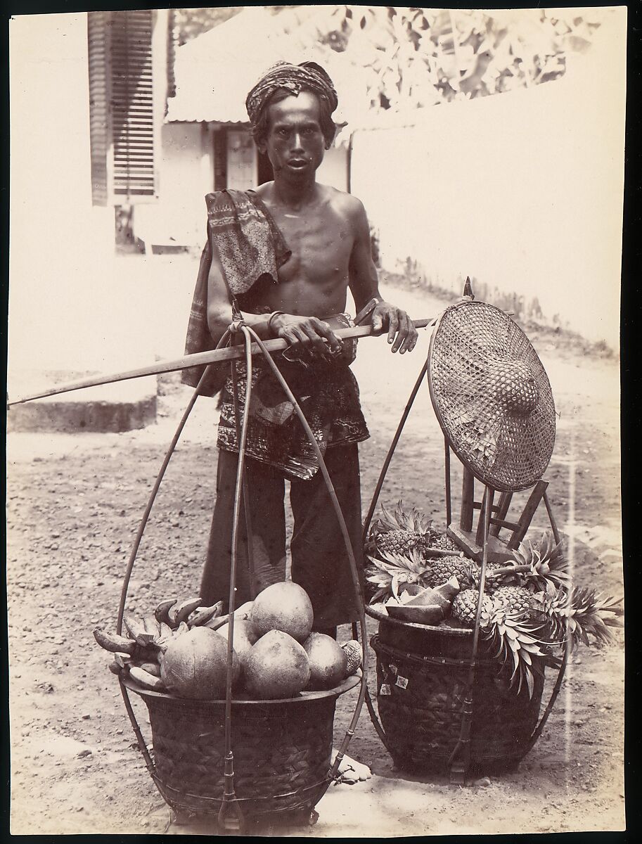 Fruit Seller, Batavia, Unknown, Albumen silver print from glass negative 