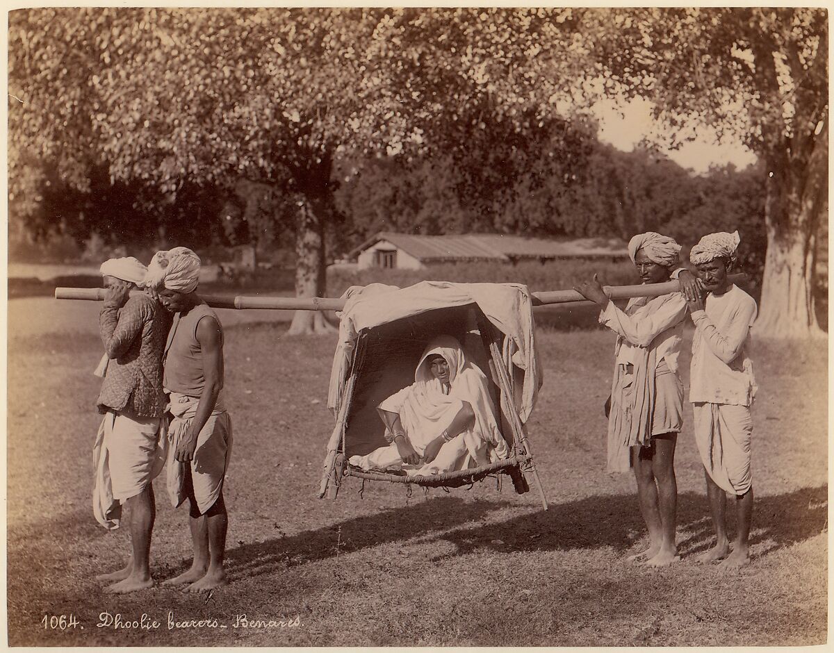 Dhoolie Bearers - Benares, Unknown, Albumen silver print from glass negative 
