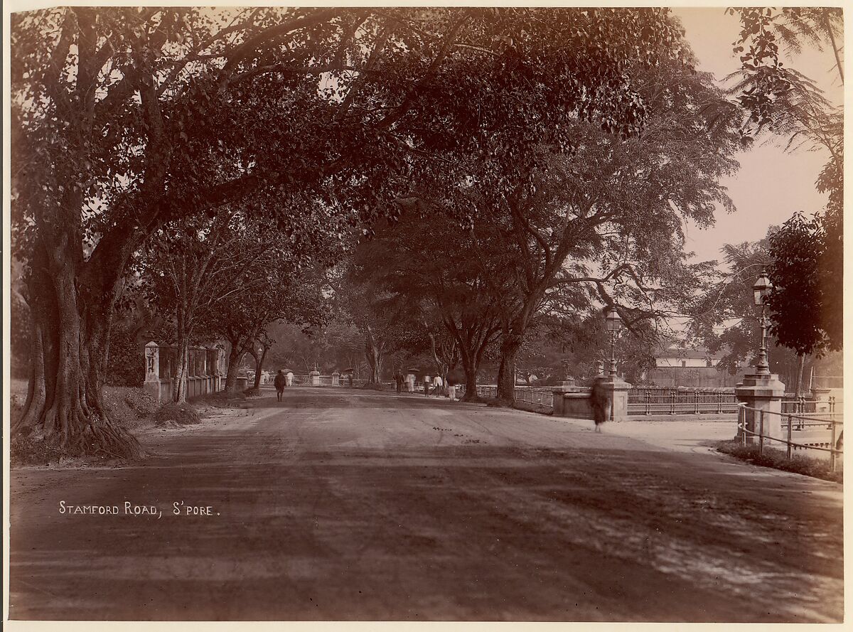 Stamford Road, Singapore, Unknown, Albumen silver print from glass negative 