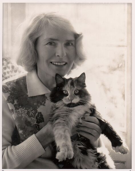 Margaret Bourke-White and Cat, Darien, Connecticut, Ansel Easton Adams (American, San Francisco, California 1902–1984 Carmel, California), Instant diffusion transfer print (Polaroid) 