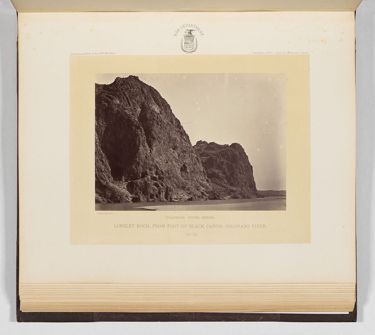 Loreley Rock, From Foot of Black Cañon, Colorado River, Timothy H. O&#39;Sullivan (American, born Ireland, 1840–1882), Albumen silver print from glass negative 