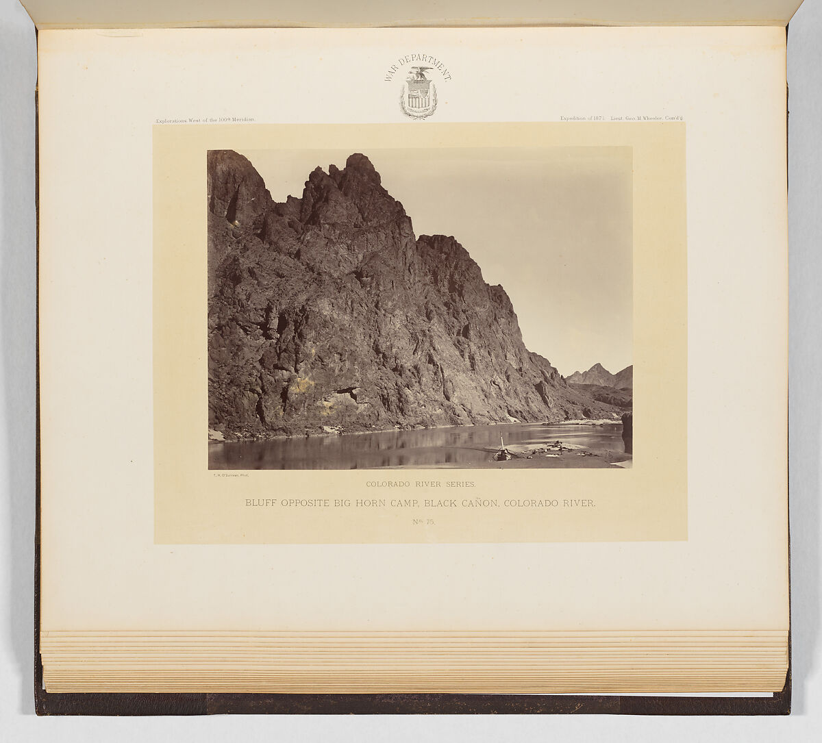 Bluff Opposite Big Horn Camp, Black Cañon, Colorado River, Timothy H. O&#39;Sullivan (American, born Ireland, 1840–1882), Albumen silver print from glass negative 