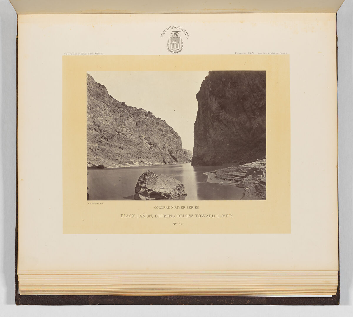 Black Cañon, Looking Below Toward Camp 7, Timothy H. O&#39;Sullivan (American, born Ireland, 1840–1882), Albumen silver print from glass negative 