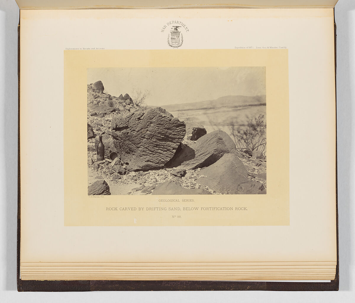 Rock Carved by Drifting Sand, Below Fortification Rock, Timothy H. O&#39;Sullivan (American, born Ireland, 1840–1882), Albumen silver print from glass negative 