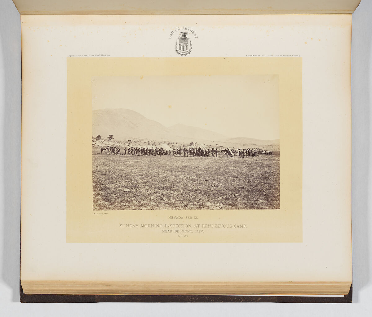 Sunday Morning Inspection, At Rendezvous Camp, Near Belmont, Nevada, Timothy H. O&#39;Sullivan (American, born Ireland, 1840–1882), Albumen silver print from glass negative 