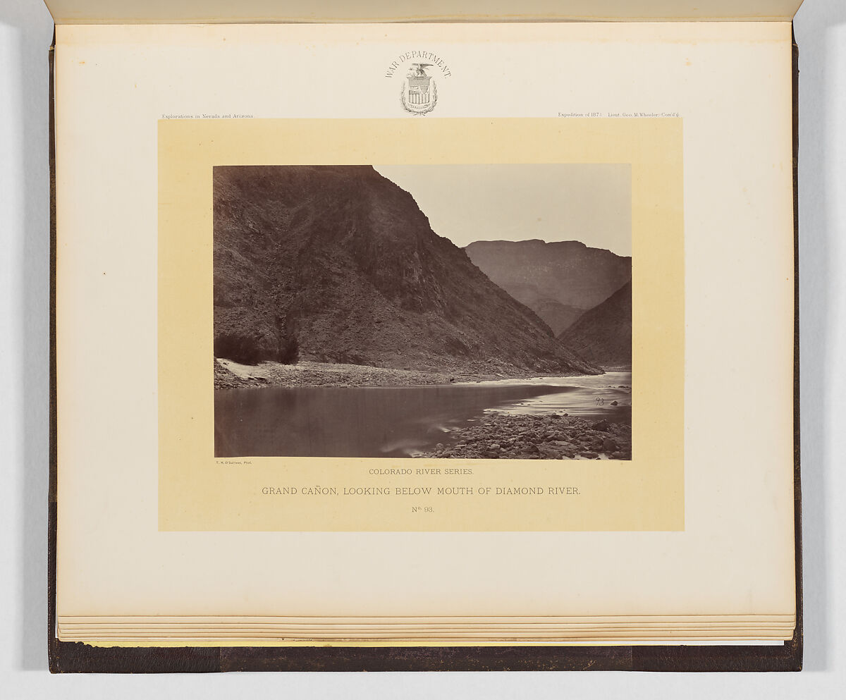 Grand Cañon, Looking Below Mouth of Diamond River, Timothy H. O&#39;Sullivan (American, born Ireland, 1840–1882), Albumen silver print from glass negative 