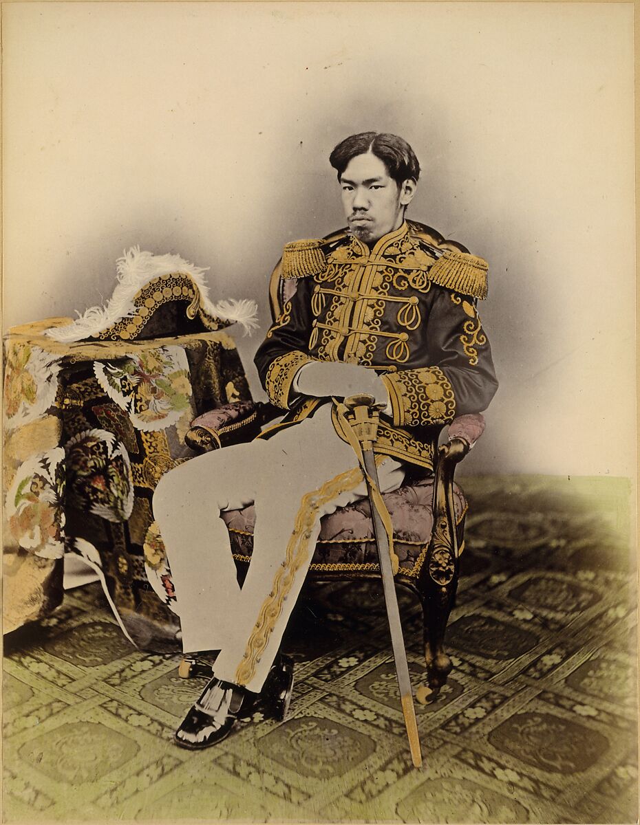 Mutsuhito, The Meiji Emperor, Uchida Kuichi (Japanese, 1844–1875), Albumen silver print from glass negative with applied color 