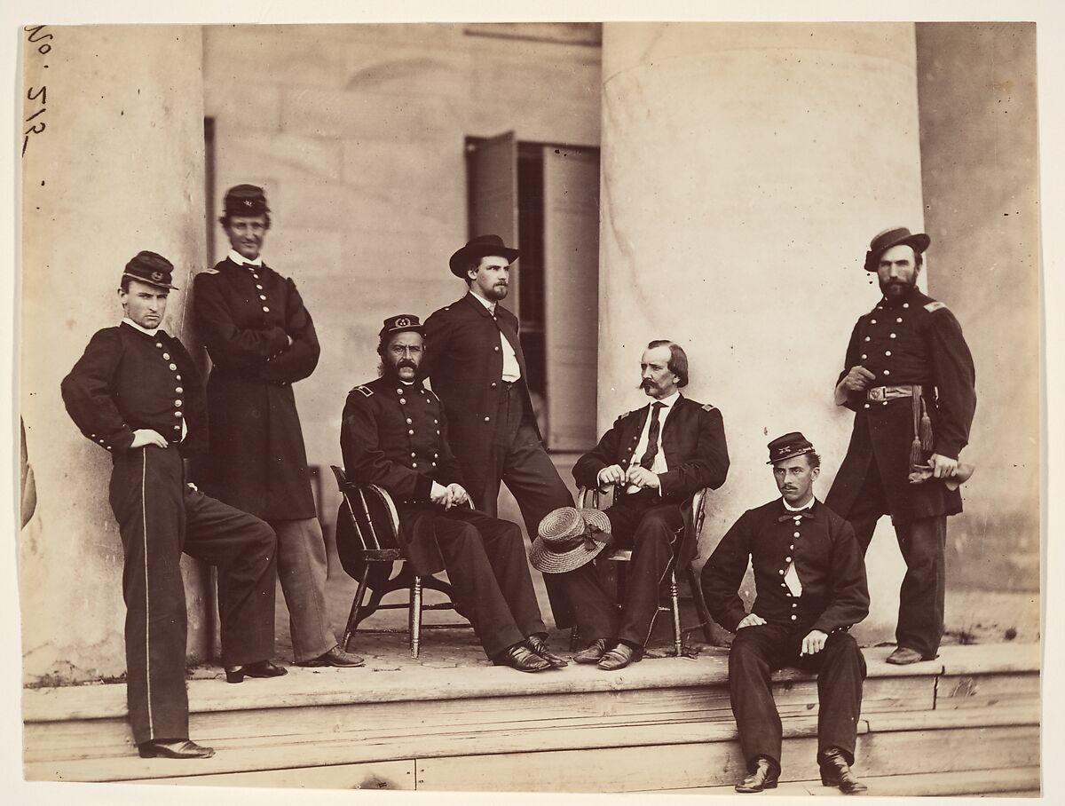 Brigadier General Gustavus A. DeRussy and Staff on Steps of Arlington House, Arlington, Virginia