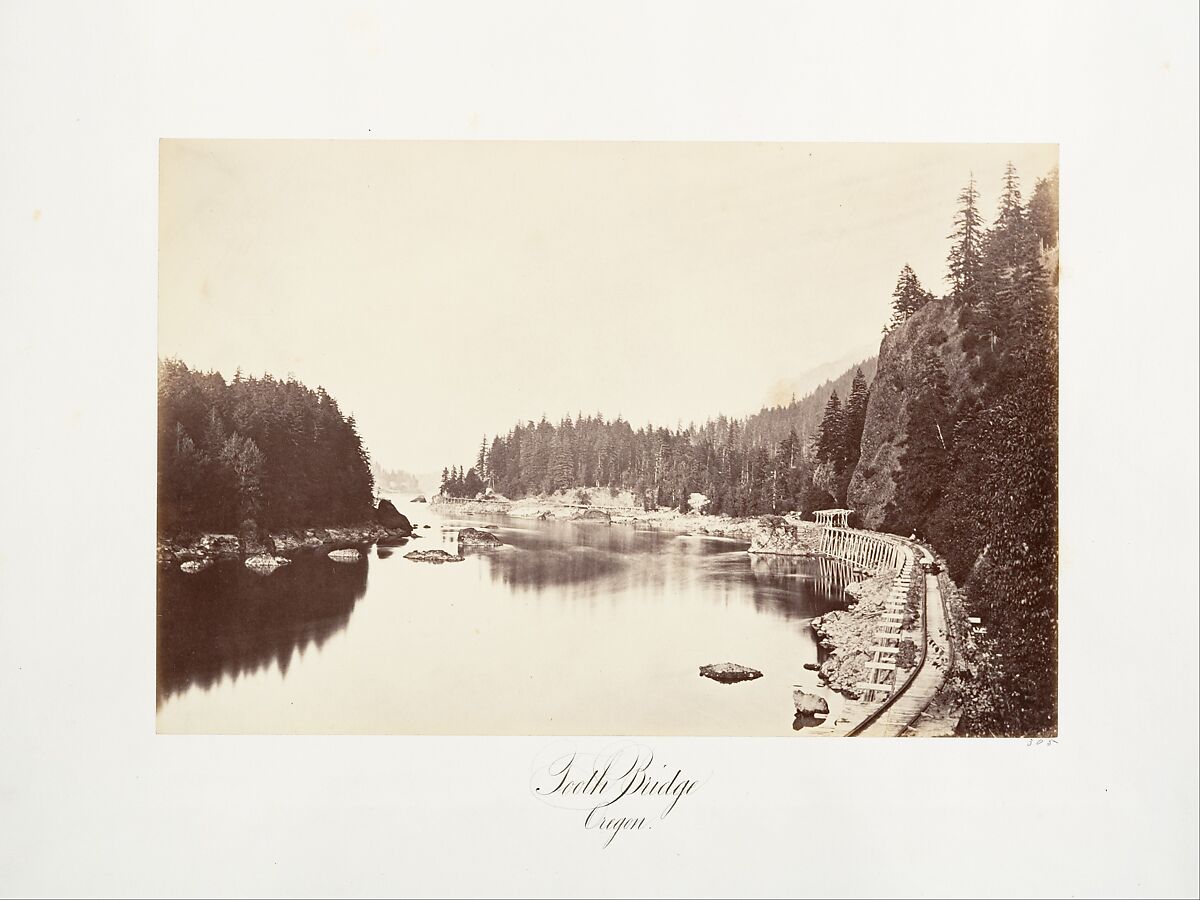 Tooth Bridge, Oregon, Carleton E. Watkins (American, 1829–1916), Albumen silver print from glass negative 