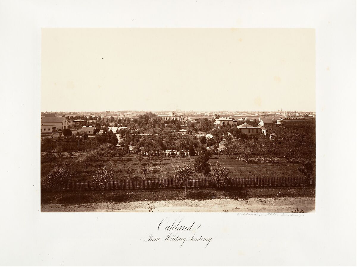 Oakland, from Military Academy, Carleton E. Watkins (American, 1829–1916), Albumen silver print from glass negative 