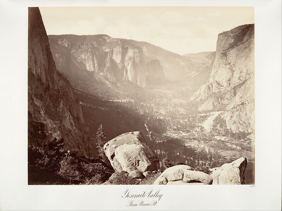 Yosemite Valley from Union Point, Attributed to Carleton E. Watkins (American, 1829–1916), Albumen silver print from glass negative 