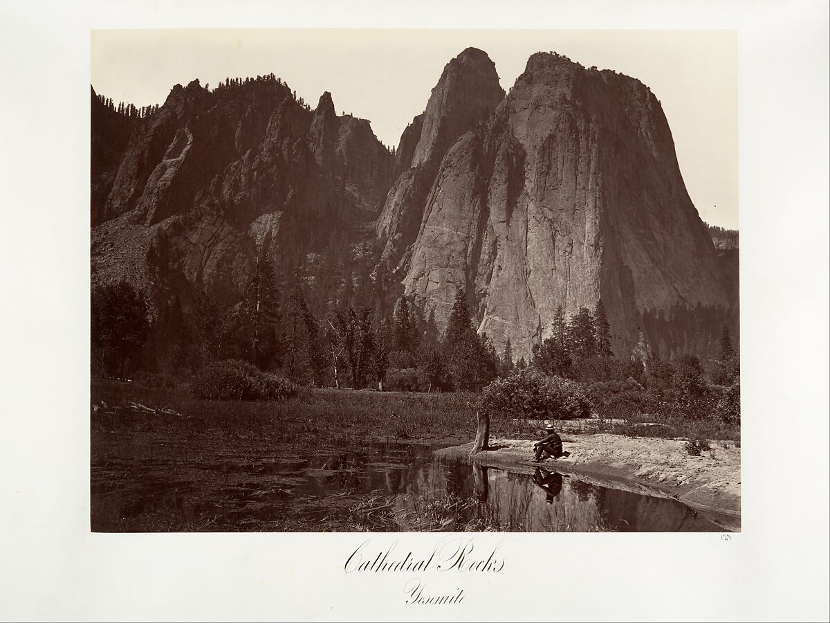 Cathedral Rocks, Yosemite, Attributed to Carleton E. Watkins (American, 1829–1916), Albumen silver print from glass negative 