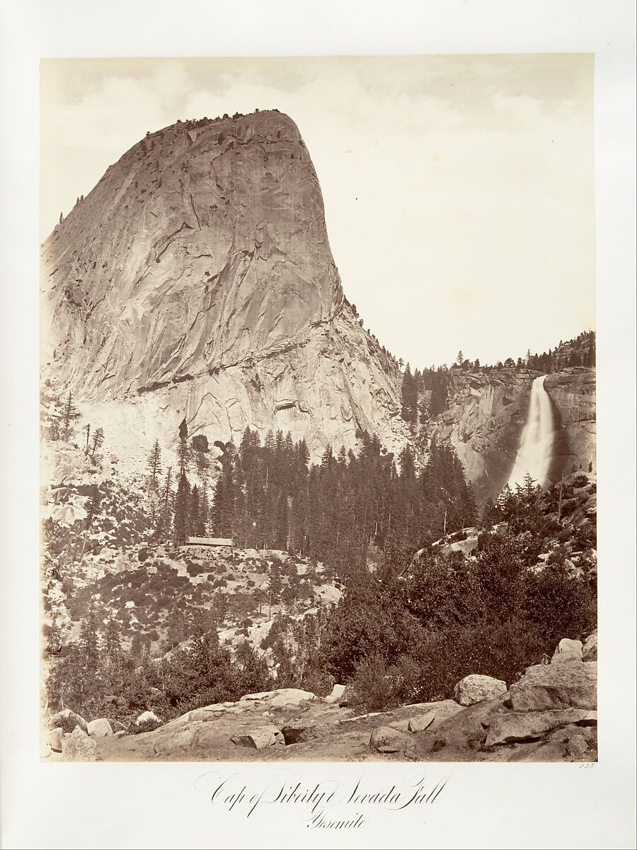 Cap of Liberty and Nevada Fall, Yosemite, Attributed to Carleton E. Watkins (American, 1829–1916), Albumen silver print from glass negative 