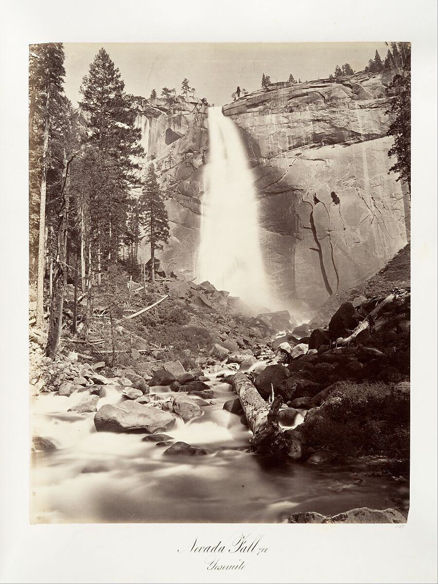 Nevada Fall, 700 feet, Yosemite, Attributed to Carleton E. Watkins (American, 1829–1916), Albumen silver print from glass negative 