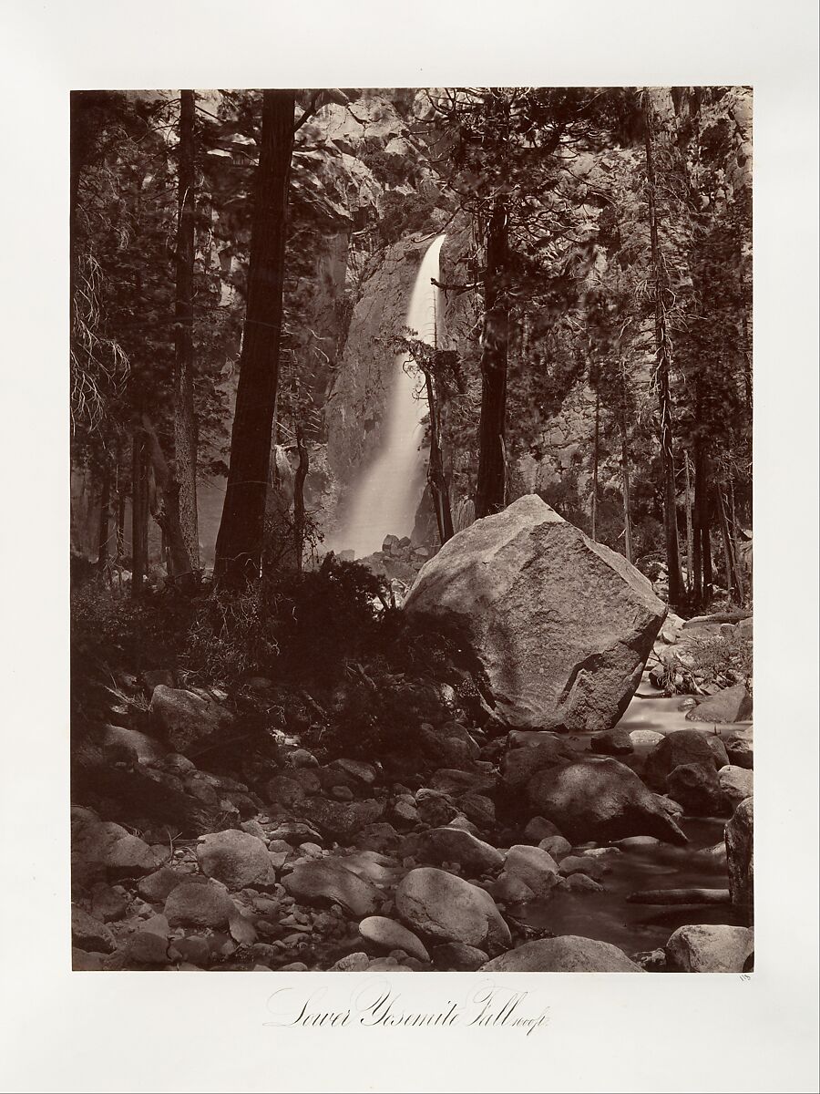Lower Yosemite Fall, 1,600 feet, Attributed to Carleton E. Watkins (American, 1829–1916), Albumen silver print from glass negative 