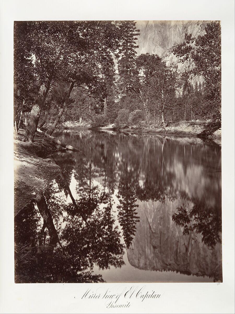 Mirror View of El Capitan, Yosemite, Attributed to Carleton E. Watkins (American, 1829–1916), Albumen silver print from glass negative 