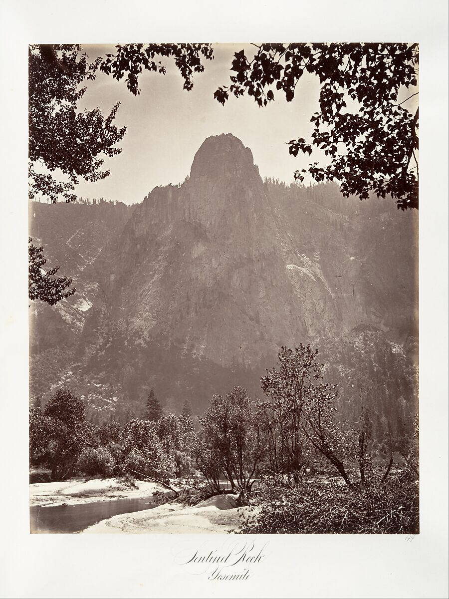 Sentinel Rock, Yosemite, Attributed to Carleton E. Watkins (American, 1829–1916), Albumen silver print from glass negative 