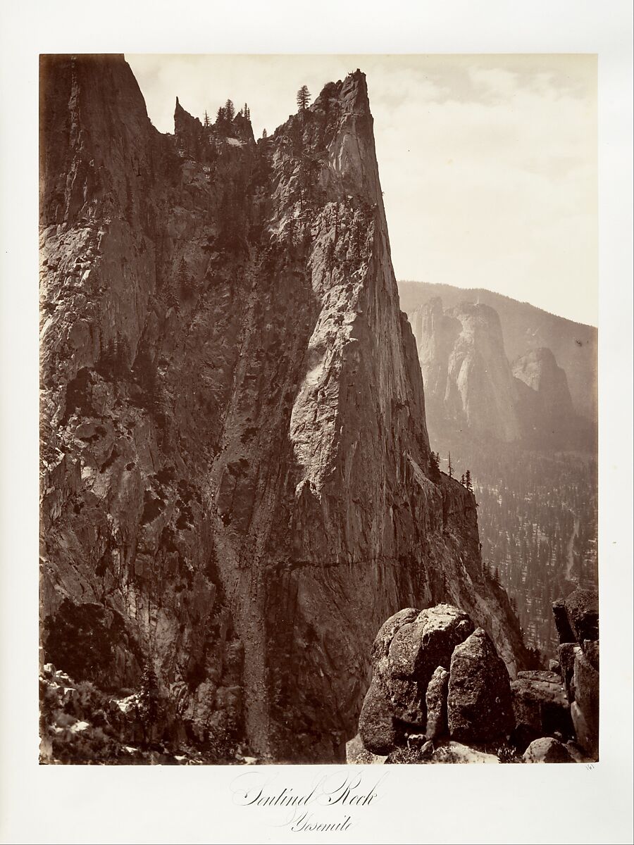 Sentinel Rock, Yosemite, Attributed to Carleton E. Watkins (American, 1829–1916), Albumen silver print from glass negative 