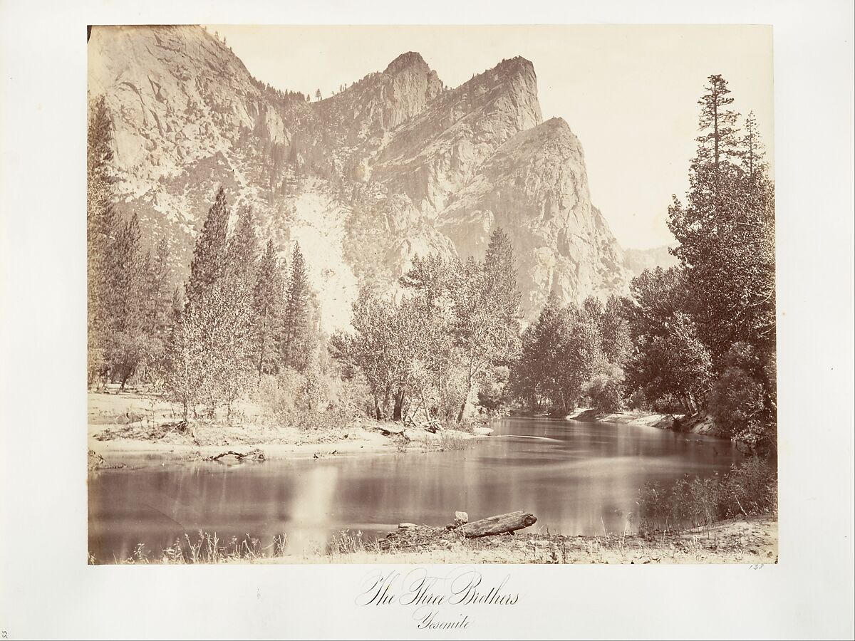 The Three Brothers, Yosemite, Attributed to Carleton E. Watkins (American, 1829–1916), Albumen silver print from glass negative 