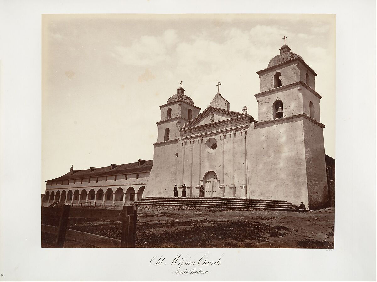 Old Mission Church, Santa Barbara, Carleton E. Watkins (American, 1829–1916), Albumen silver print from glass negative 