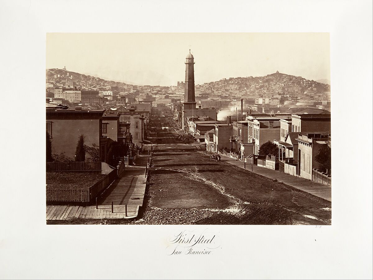 First Street, San Francisco, Carleton E. Watkins (American, 1829–1916), Albumen silver print from glass negative 