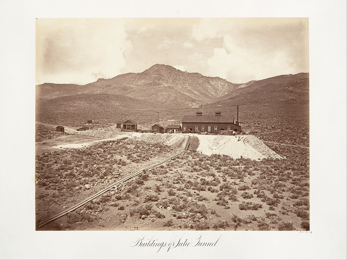 Buildings of Sutro Tunnel, Carleton E. Watkins (American, 1829–1916), Albumen silver print from glass negative 