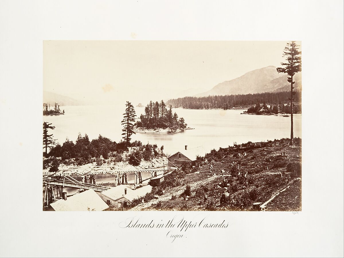 Islands in the Upper Cascades, Oregon, Carleton E. Watkins (American, 1829–1916), Albumen silver print from glass negative 
