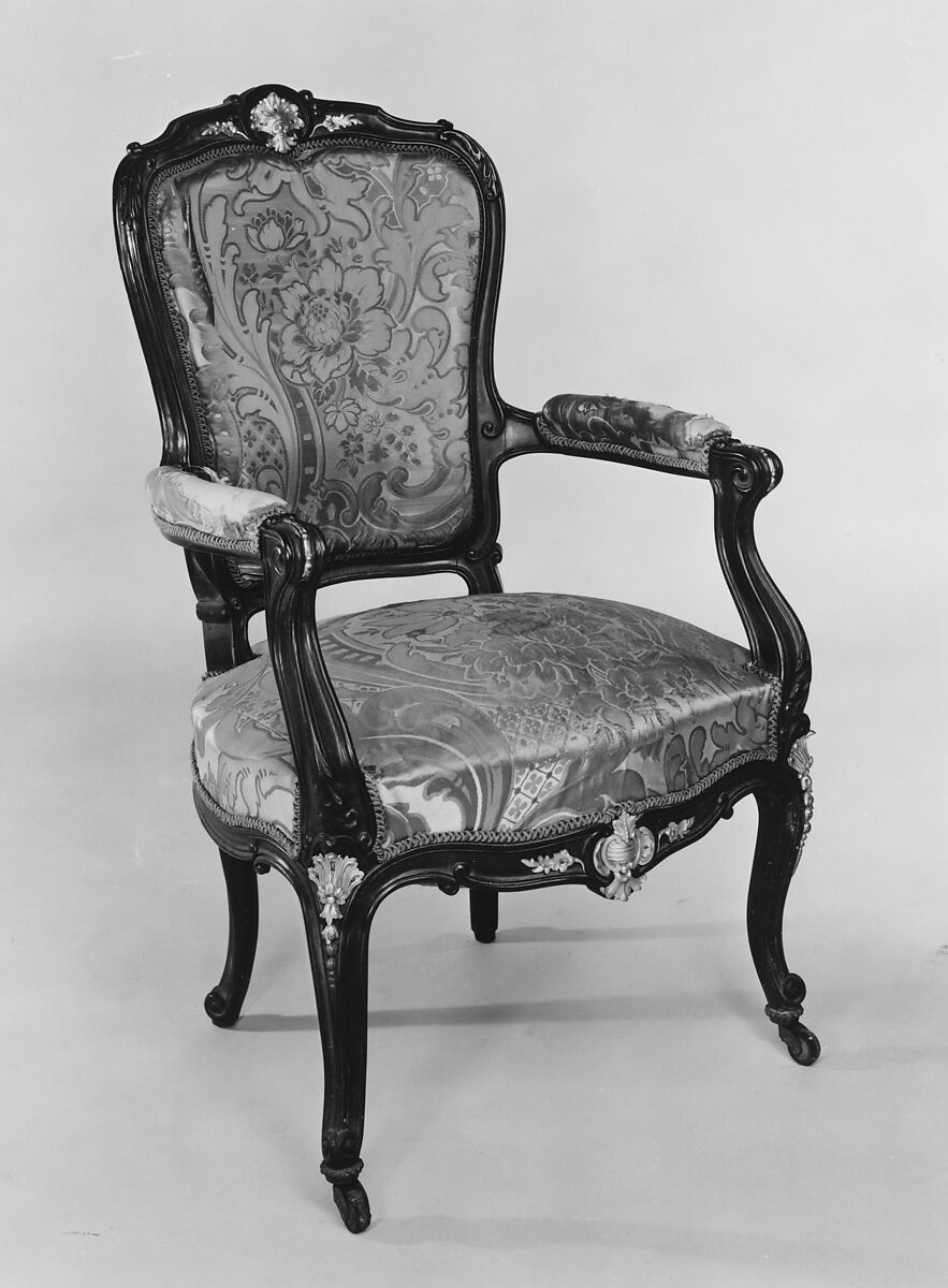 Armchair, Auguste-Emile Rinquet-Leprince (1801–1886), Applewood or pearwood, ebonized walnut, beech, and gilt bronze mounts, American or French