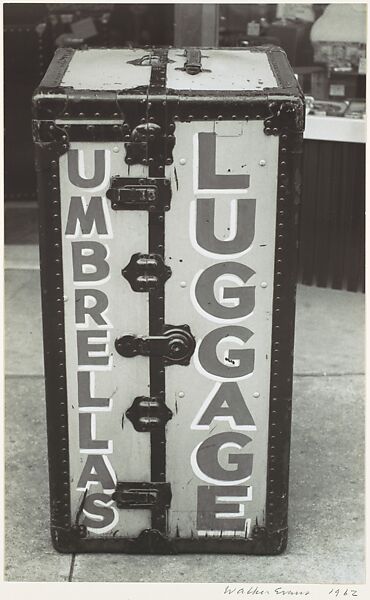 [Painted Trunk ("Umbrellas Luggage") on Sidewalk, New York City], Walker Evans (American, St. Louis, Missouri 1903–1975 New Haven, Connecticut), Gelatin silver print 