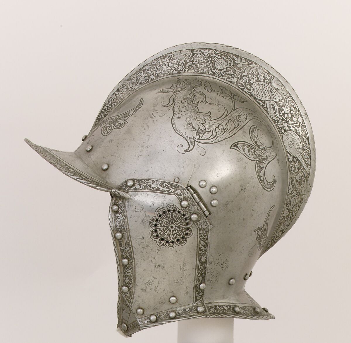 Burgonet, Attributed to Kunz Lochner (German, Nuremberg, 1510–1567), Steel, leather, textile, German, Nuremberg