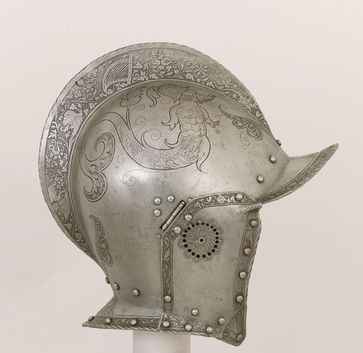 Burgonet, Attributed to Kunz Lochner (German, Nuremberg, 1510–1567), Steel, leather, textile, German, Nuremberg 