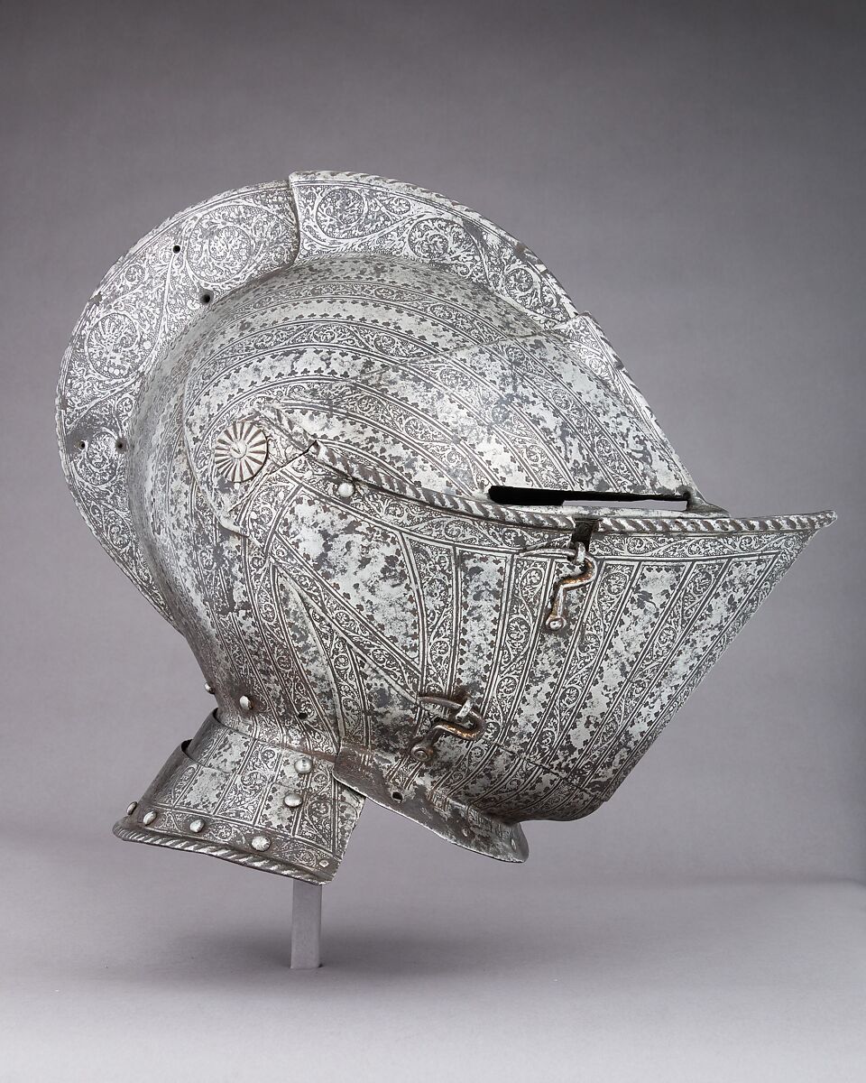 Close-Helmet for the Field, Steel, gold, Italian