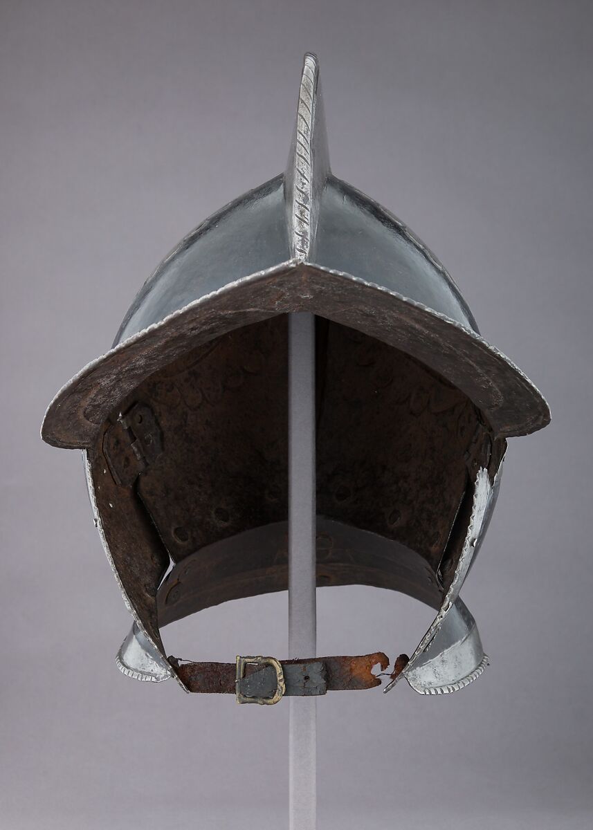 Burgonet for the Guard of the Counts Khevenhüller zu Aichelberg, Steel, lead, paint, leather, German