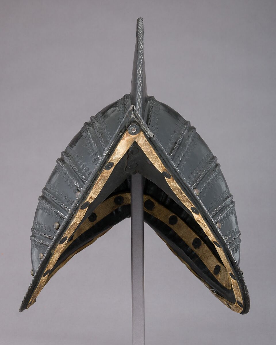 Comb Morion, Steel, brass, leather, German, possibly Brunswick