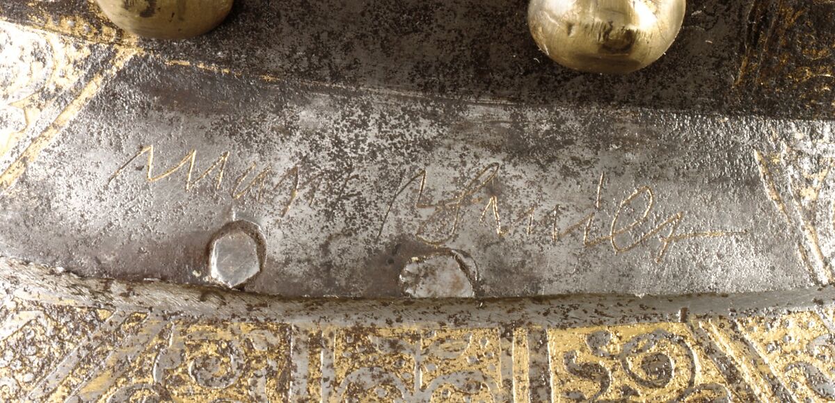 Close-Helmet for the Field, Martin Schmidt (German, active ca. 1594), Steel, gold, brass, German, possibly Augsburg