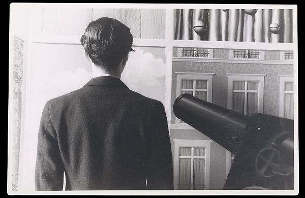 Edward James in front of "On the Threshold of Liberty", René Magritte (Belgian, Lessines 1898–1967 Brussels), Gelatin silver print 