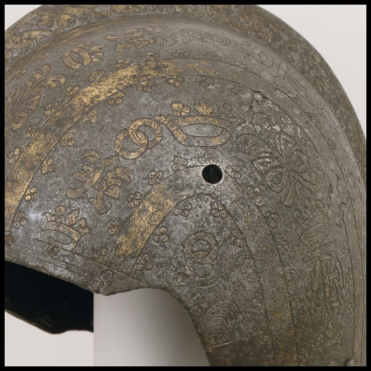 Close-Helmet for the Tournament on Foot, Steel, gold, brass, Italian, Milan; or Spanish, Eugui