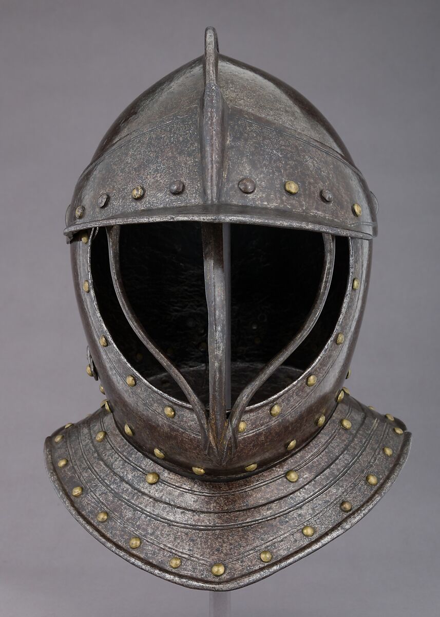 Closed Burgonet, Steel, gold, brass, Dutch