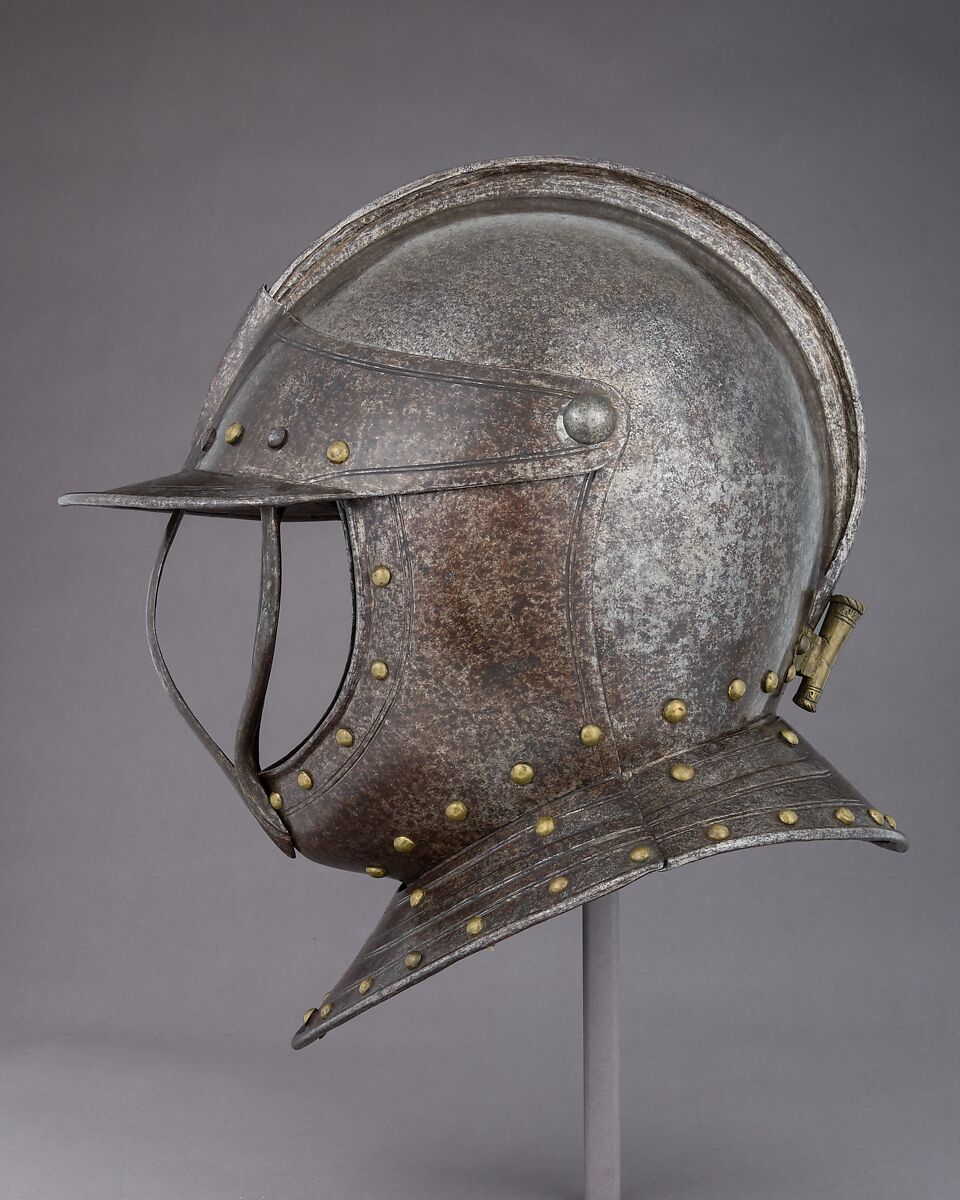 Closed Burgonet, Steel, gold, brass, Dutch