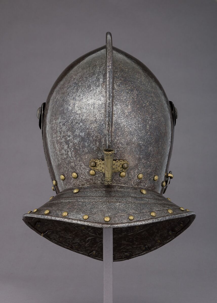 Closed Burgonet, Steel, gold, brass, Dutch