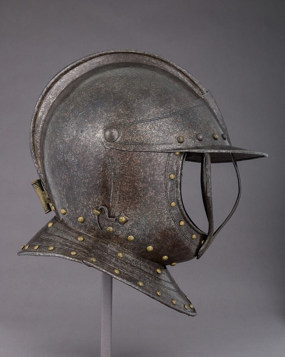 Closed Burgonet, Steel, gold, brass, Dutch