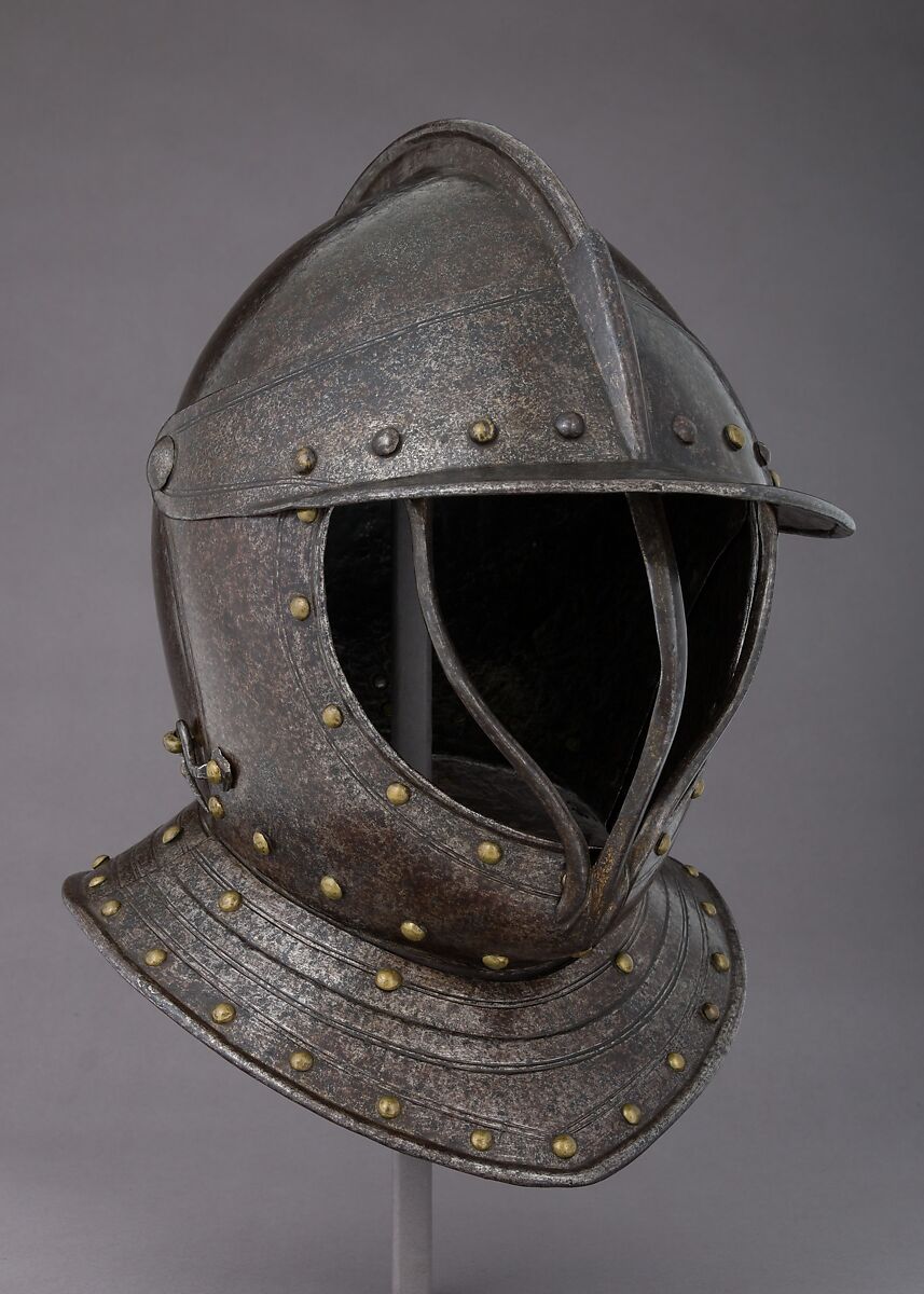 Closed Burgonet, Steel, gold, brass, Dutch