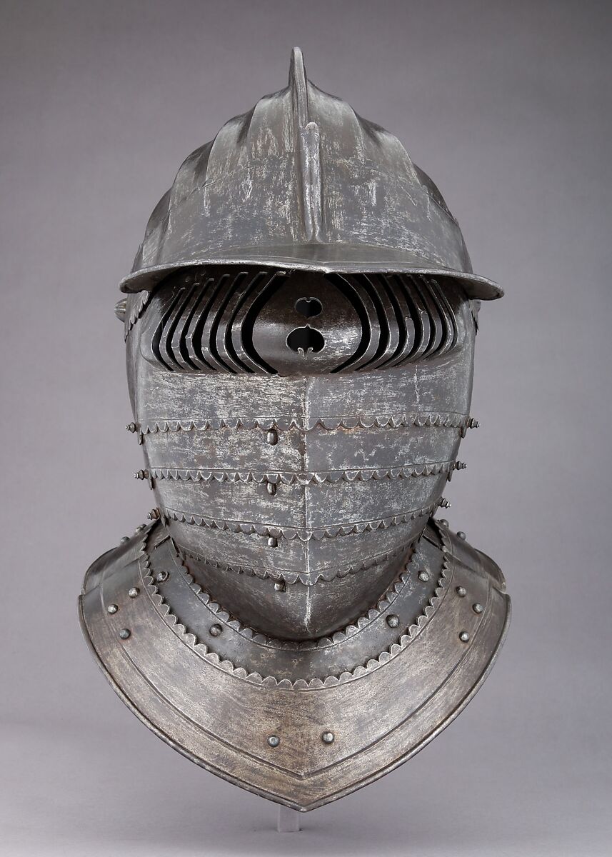 Closed Burgonet, Steel, leather, gold, French