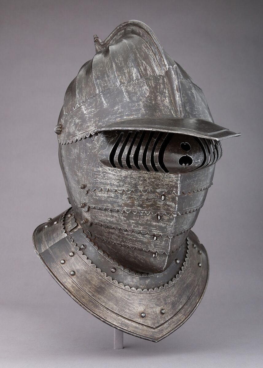 Closed Burgonet, Steel, leather, gold, French