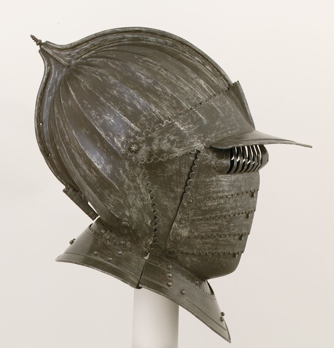 Closed Burgonet, Steel, leather, gold, French