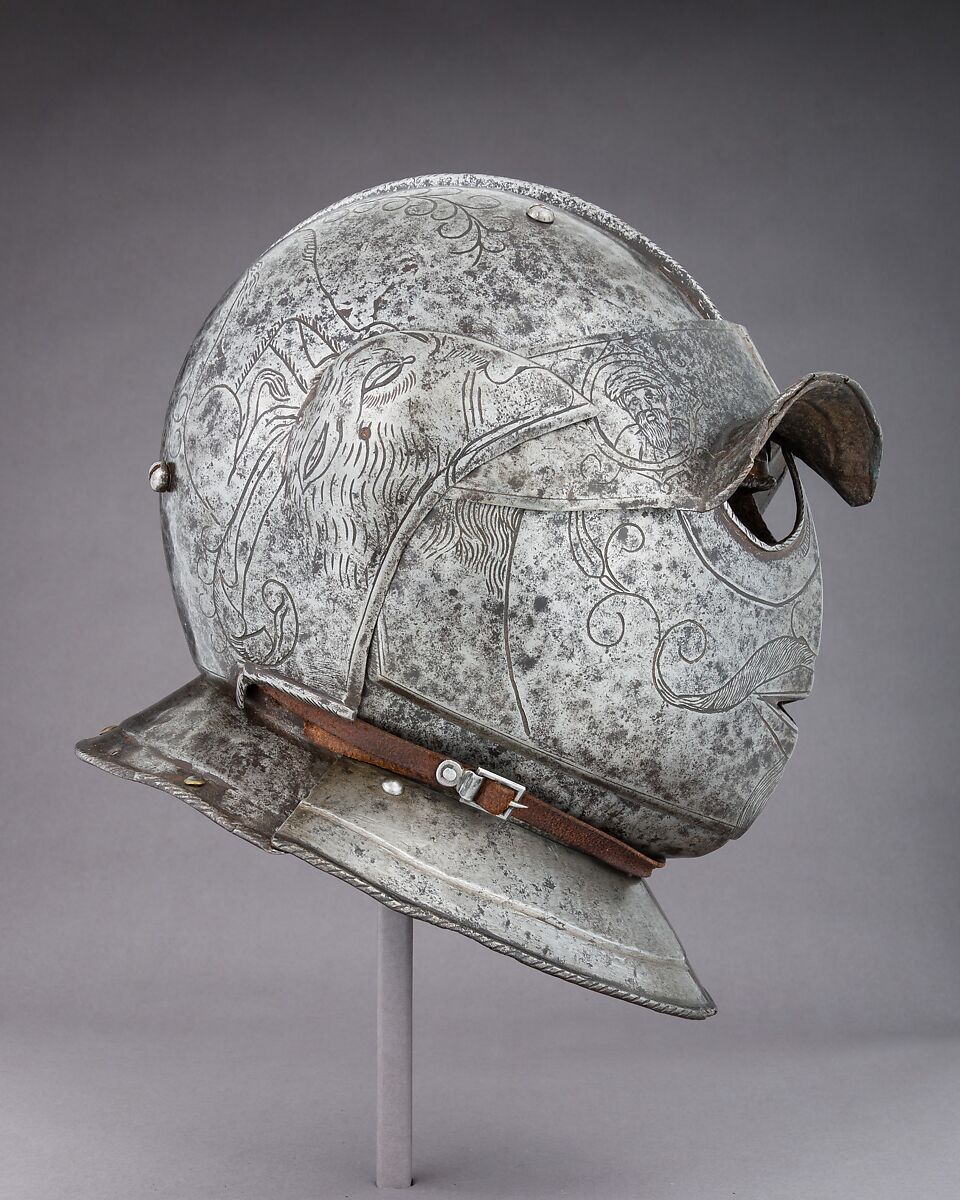 Siege Helmet, Steel, leather, Italian