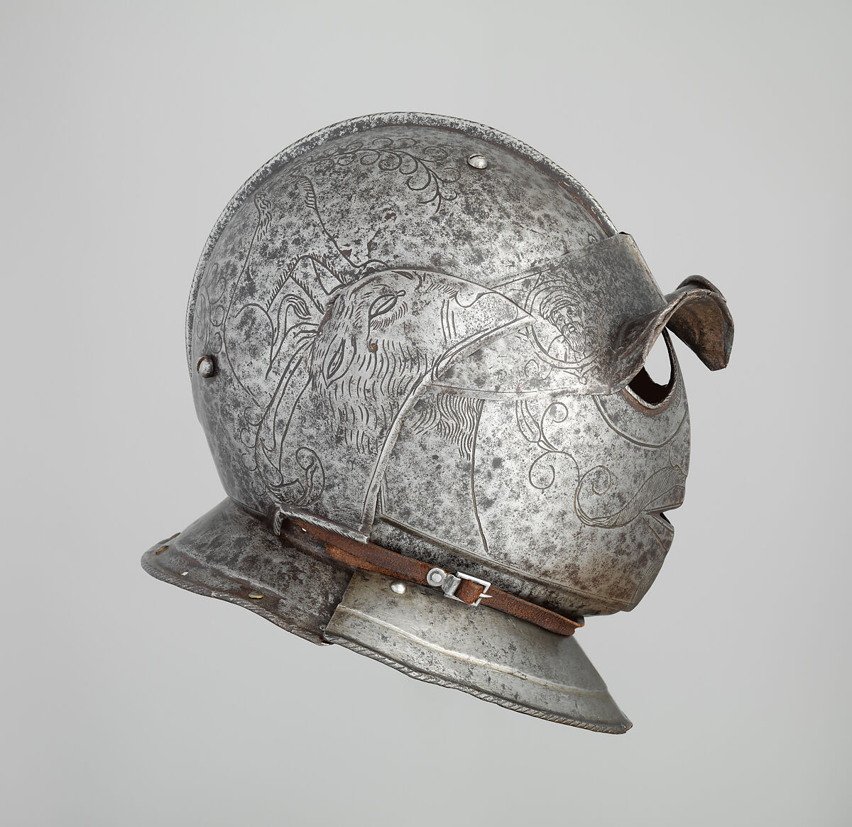 Siege Helmet, Steel, leather, Italian