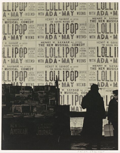 [Newsstand and Figures before Theater Posters Advertising the Musical "Lollipop"], Ralph Steiner (American, Cleveland 1899–1986 Hanover, New Hampshire), Gelatin silver print 